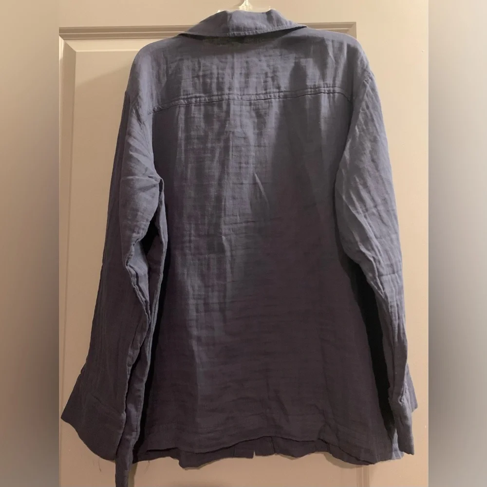 Johnny Was Calme Double Pocket Long Sleeve Shacket 100% Cotton Large Grey - Picture 6 of 9